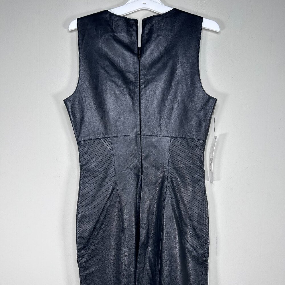 Susana Monaco 100% Lambs Leather Pencil Dress Women's 4 Black Party NWT - Picture 3 of 15